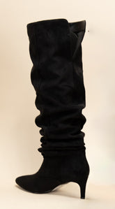 Sovana Suede Ruched Boots - Black